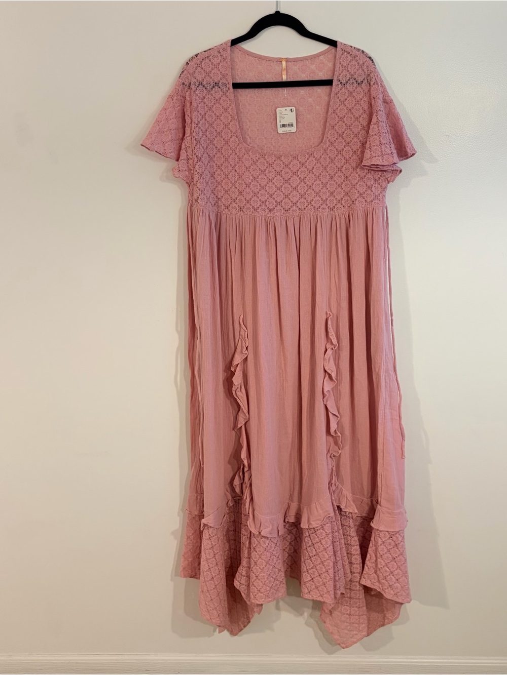 Free People Pink Ethereal Bohemian Bring The Romance Midi Maxi Dress